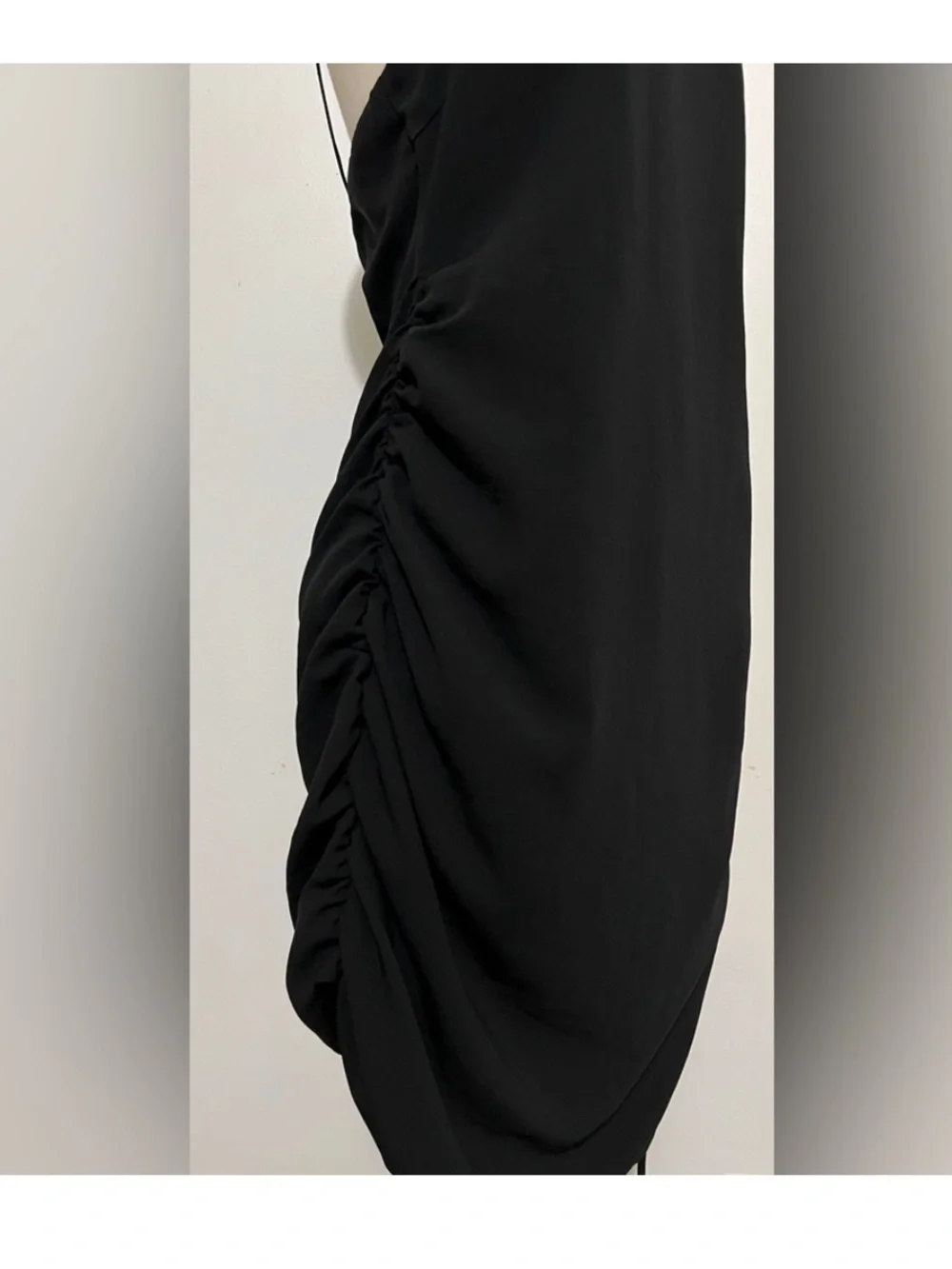 The East Order Gia Black Ruched Strappy Mini Dress Size L